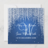 Elegante Wedding Night Dazzle Dark Blue Einladung (Vorderseite)