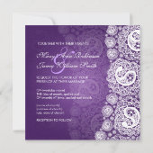 Elegante Wedding Paisley-Spitze lila Einladung (Rückseite)