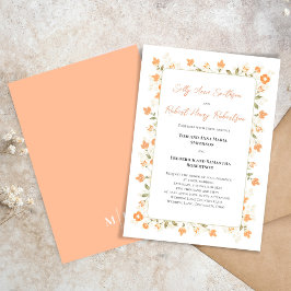 Elegante Wedding Peach Blumenkalligrafie Script Einladung