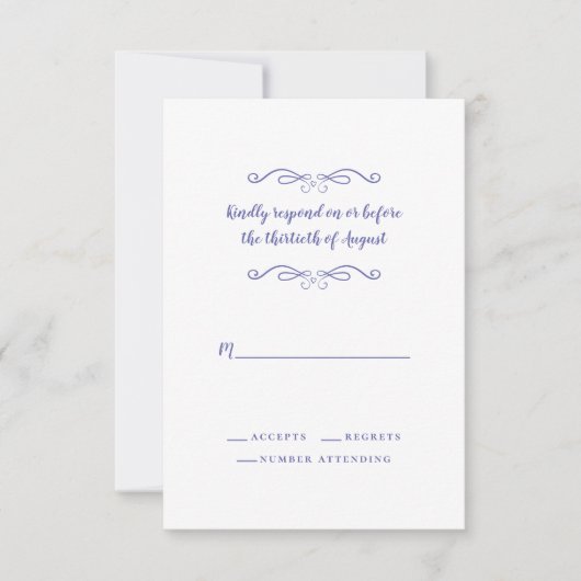 Elegante Wedding Periwinkle Classic Minimalistisch RSVP Karte (Vorderseite)