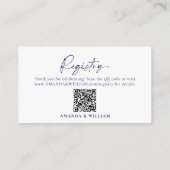 Elegante Wedding Registry Card mit QR Code Begleitkarte (Rückseite)
