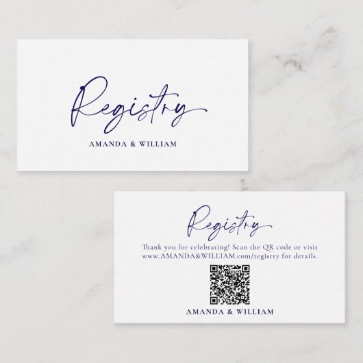 Elegante Wedding Registry Card mit QR Code Begleitkarte (Vorne/Hinten)