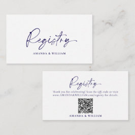 Elegante Wedding Registry Card mit QR Code Begleitkarte