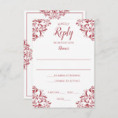 Elegante Wedding Response Card | Nadine (rot) Einladung (Vorne/Hinten)