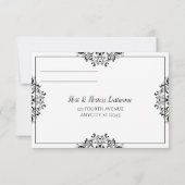 Elegante Wedding Response Card | Nadine (schwarz) Einladung (Rückseite)