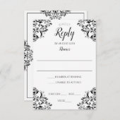 Elegante Wedding Response Card | Nadine (schwarz) Einladung (Vorne/Hinten)