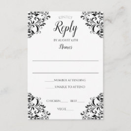 Elegante Wedding Response Card | Nadine (schwarz) Einladung