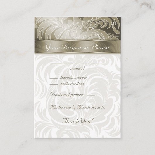Elegante Wedding Response Cards Blumenleaf Gold Begleitkarte (Vorderseite)