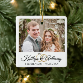 Elegante Wedding Rings 2 Foto Gedenkstein White Keramikornament