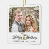 Elegante Wedding Rings 2 Foto Gedenkstein White Keramikornament (Links)