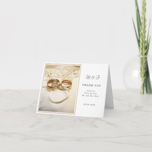 Elegante Wedding Rings Dankeschön Card Dankeskarte (Vorderseite)
