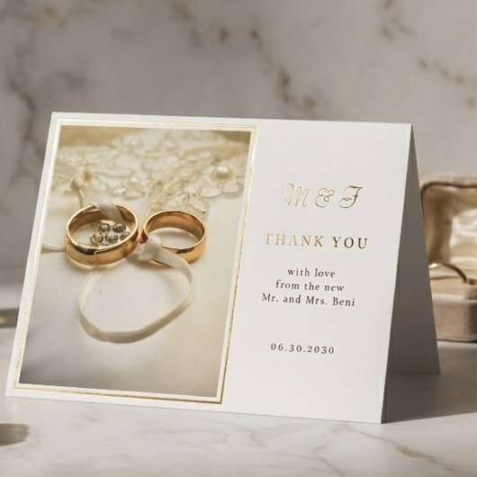 Elegante Wedding Rings Dankeschön Card Dankeskarte