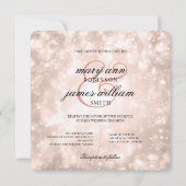 Elegante Wedding Rose Gold Champagne Bokeh Einladung (Vorderseite)