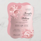 Elegante Wedding Rose Gold Floral & Foil Einladung (Vorne/Hinten)