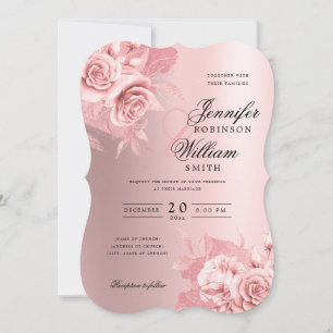 Elegante Wedding Rose Gold Floral & Foil Einladung