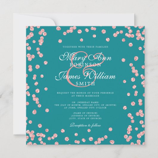 Elegante Wedding Rose Gold Glitzer Confetti Aquama (Vorderseite)