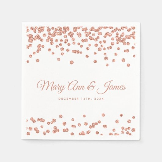 Elegante Wedding Rose Gold Glitzer Confetti White Serviette (Vorderseite)