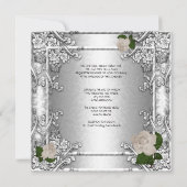 Elegante Wedding Rose Silver White Einladung (Rückseite)