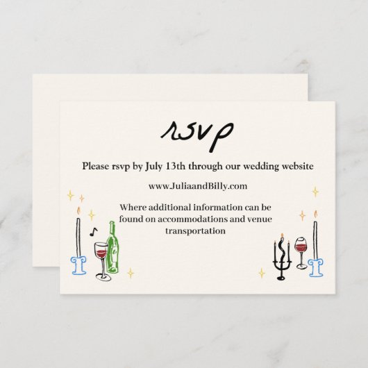 Elegante Wedding RSVP Card (Vorne/Hinten)