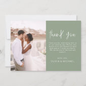 Elegante Wedding Sage Green Danke Foto Einladung (Vorderseite)