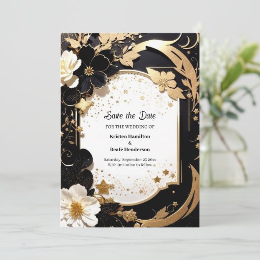 Elegante Wedding Save the Date Card (Stehend Vorderseite)