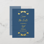 Elegante Wedding Save the Date Foil Postkarte (Vorderseite/Rückseite)
