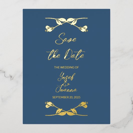 Elegante Wedding Save the Date Foil Postkarte (Vorderseite)