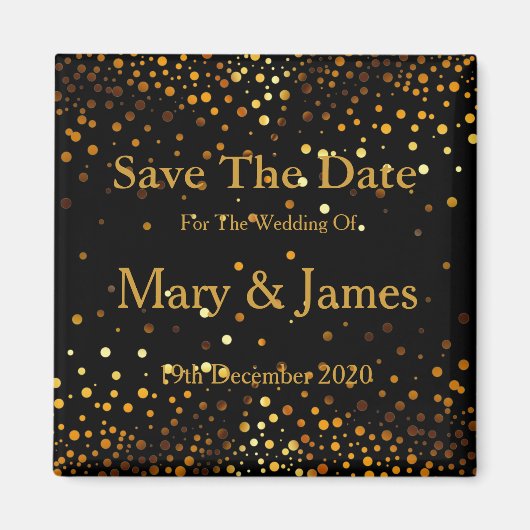 Elegante Wedding Save the Date Gold Glitzer Sparkl Magnet (Vorne)