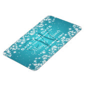 Elegante Wedding Save the Date Winter Sparkle Blue Magnet (Linke Seite)
