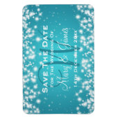 Elegante Wedding Save the Date Winter Sparkle Blue Magnet (Vertikal)