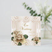 Elegante Wedding Sepia Cream Beige Rose Einladung (Stehend Vorderseite)