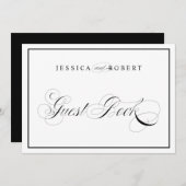 Elegante Wedding Sign Gästebuch Schwarze Grenze Einladung (Vorne/Hinten)