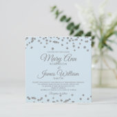 Elegante Wedding Silver Glitzer Confetti Ice Einladung (Stehend Vorderseite)