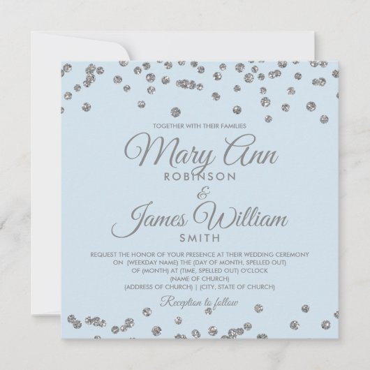 Elegante Wedding Silver Glitzer Confetti Ice Einladung (Vorderseite)