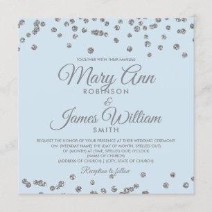 Elegante Wedding Silver Glitzer Confetti Ice Einladung
