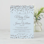 Elegante Wedding Silver Glitzer Confetti Ice Einladung (Stehend Vorderseite)