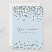 Elegante Wedding Silver Glitzer Confetti Ice Einladung (Rückseite)