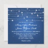 Elegante Wedding Sparkling Lines Sapphire Blue Einladung (Vorderseite)