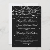 Elegante Wedding Sparkling String Black Einladung (Vorderseite)