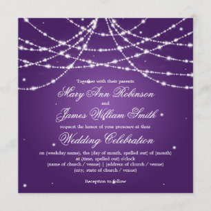 Elegante Wedding Sparkling String Lila Einladung