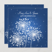 Elegante Wedding Summer Sparkle Sapphire Blue Einladung (Vorne/Hinten)