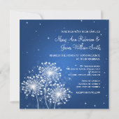 Elegante Wedding Summer Sparkle Sapphire Blue Einladung (Rückseite)