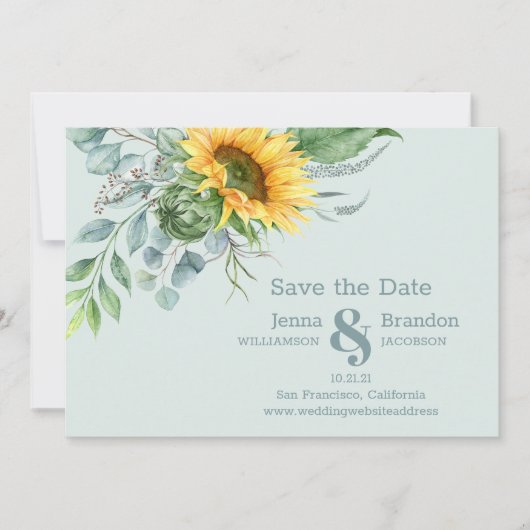 Elegante Wedding Sunflower Save the Date (Vorderseite)