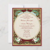 Elegante Wedding Tauben u. Vintage Blumen Einladung (Rückseite)