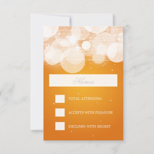 Elegante Wedding UAWG Glow & Sparkle Orange RSVP Karte (Vorderseite)