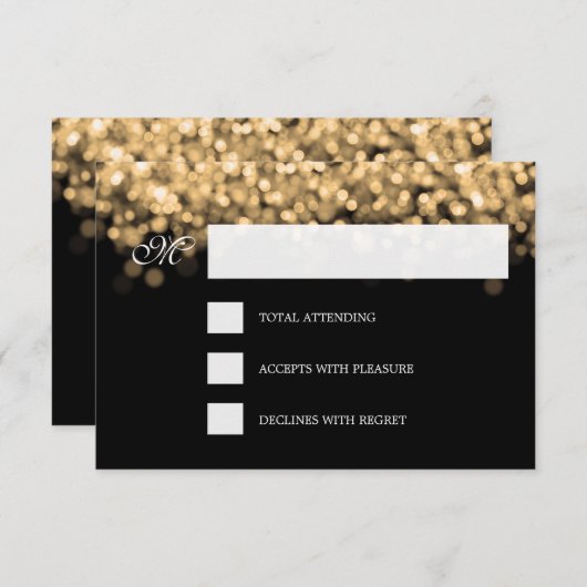 Elegante Wedding UAWG Gold Lights CUSTOM RSVP Karte (Vorne/Hinten)