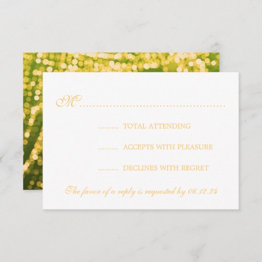 Elegante Wedding UAWG Gold String Lights RSVP Karte (Vorne/Hinten)