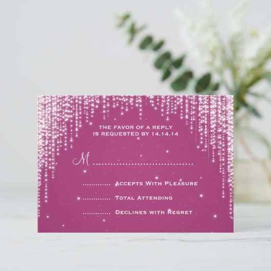 Elegante Wedding UAWG Night Dazzle Berry Pink RSVP Karte (Stehend Vorderseite)