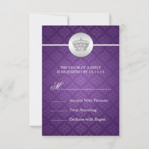 Elegante Wedding UAWG Royal Crown Lila RSVP Karte