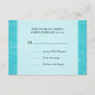Elegante Wedding UAWG Sheet Music Blue RSVP Karte